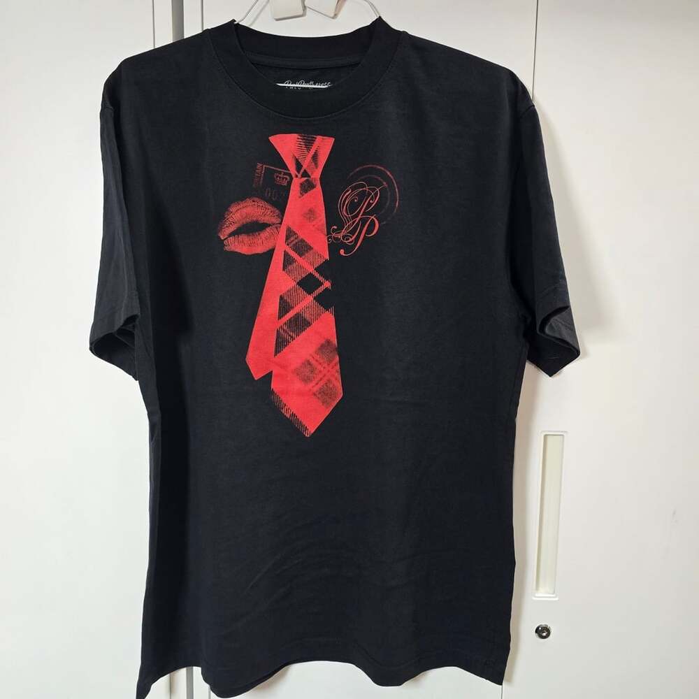 PinkPantheress Tie Tee Size Large Black Cotton